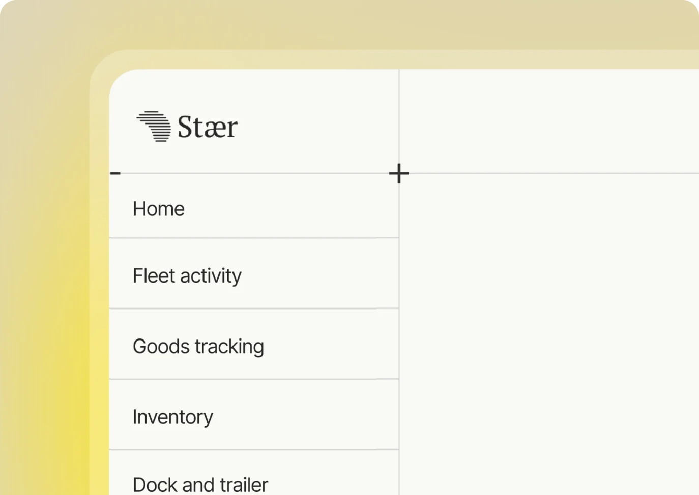 The Staer console, showing the module navigation